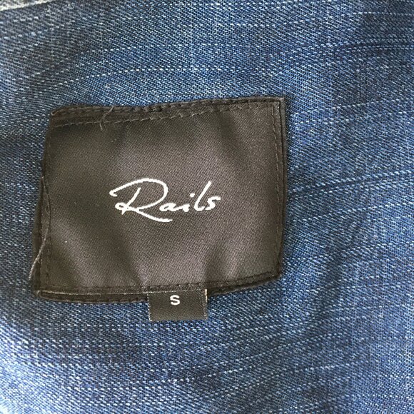 RAILS Long Sleeve Dark Vintage Wash ROSALEE Tie Collar Chambray Denim Shirt - Picture 3 of 12